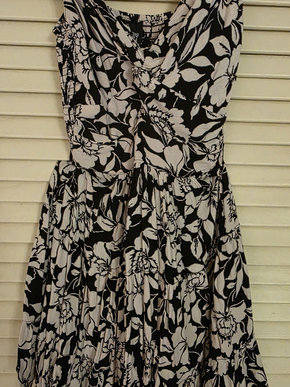Angie Black and White Floral Midi Dress